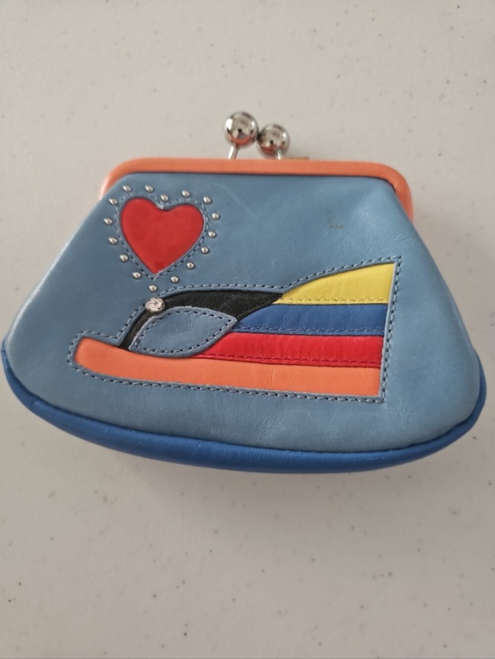 Brighton-Vintage Leather Kiss Lock Coin Pouch ❤️🩴